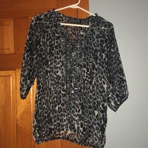 Express black and gray animal print top